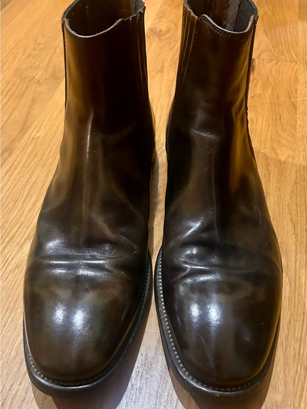 John Varvatos Black Leather Chelsea Boots with Stitched Welt